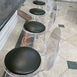 Set of 4 Mid-Century Modern Acrylic Bar Stools 