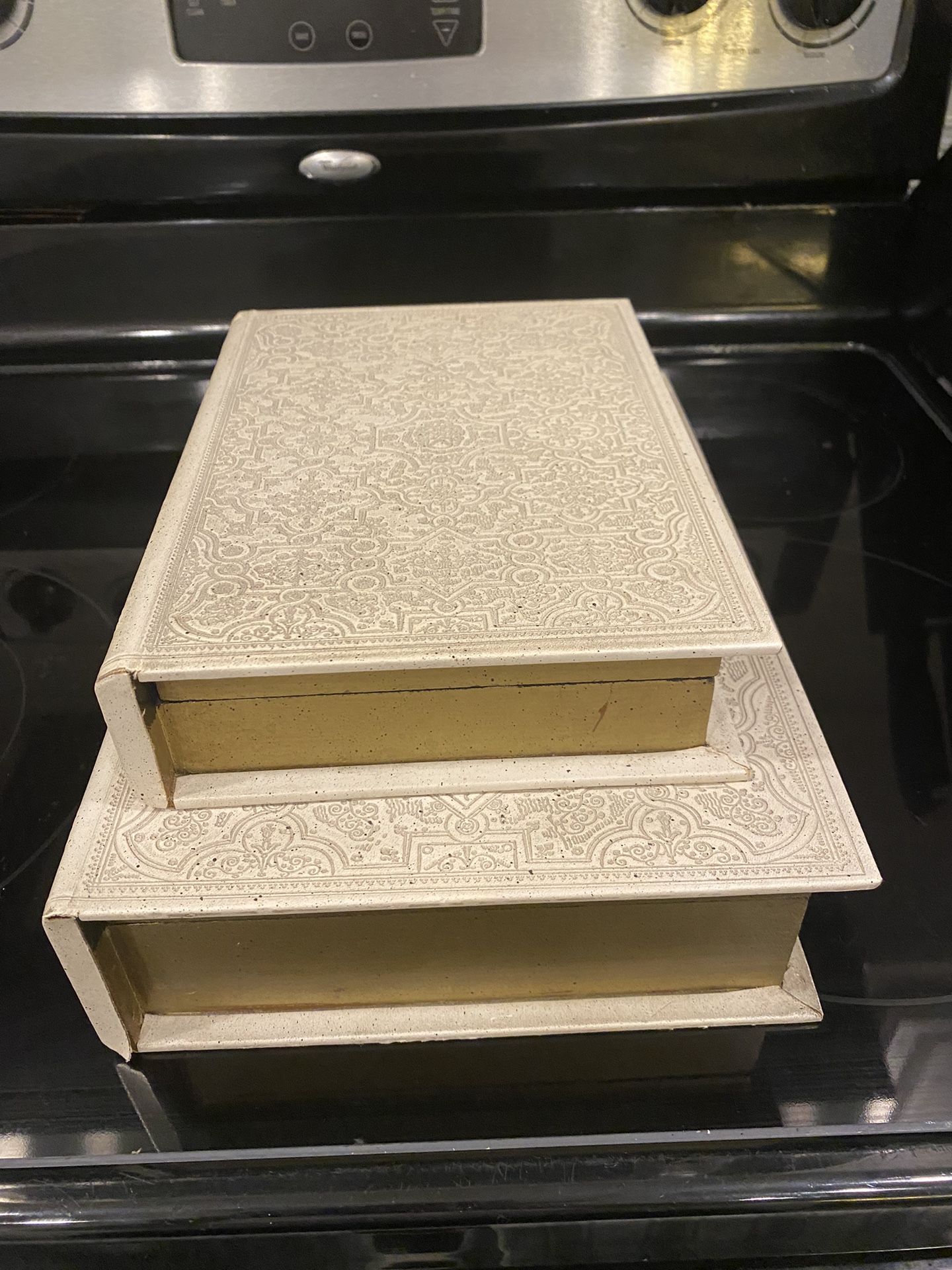 White With Golden Color Storage Books- Boxes, Secret Hiding Containers