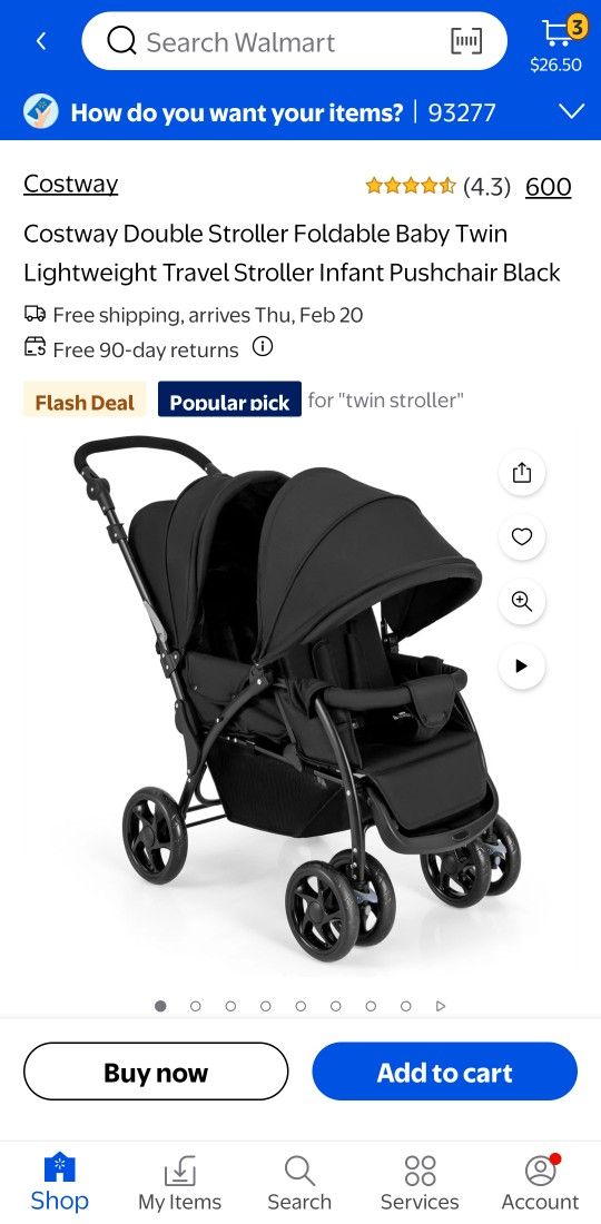 Brand New Costway Double Stroller Foldable