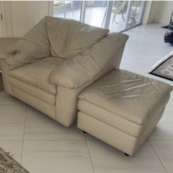 Leather Chair With Ottoman 