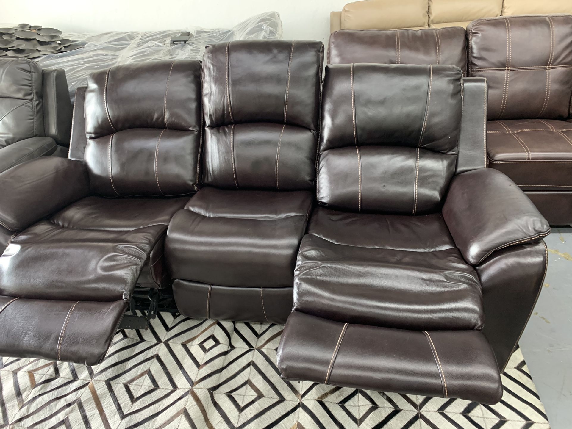 Bryson Brown Leather Power Recliner Sofa for Sale in Lake Worth, FL