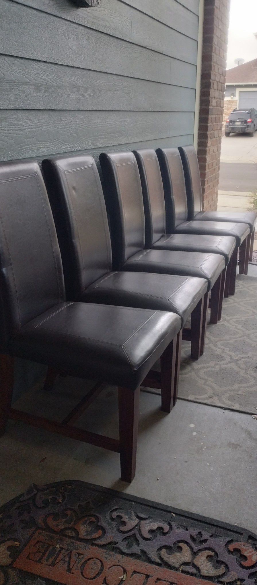 Set of 6 Expresso Padded Dining Chairs 