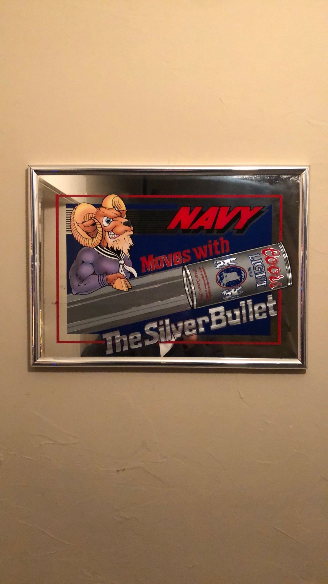 Vintage Coors Silver Bullet Move With Navy Beer Sign