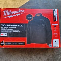 NEW Milwaukee Men's Medium M12 12V Tough Shell Black Heated Jacket Kit with (1) 3Ah Battery