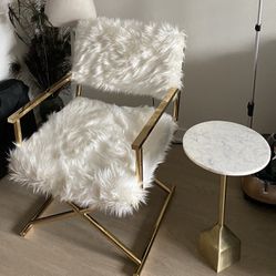Available Until 4/9 Only! Gorgeous Faux Fur Director’s Chair With Gold Hardware