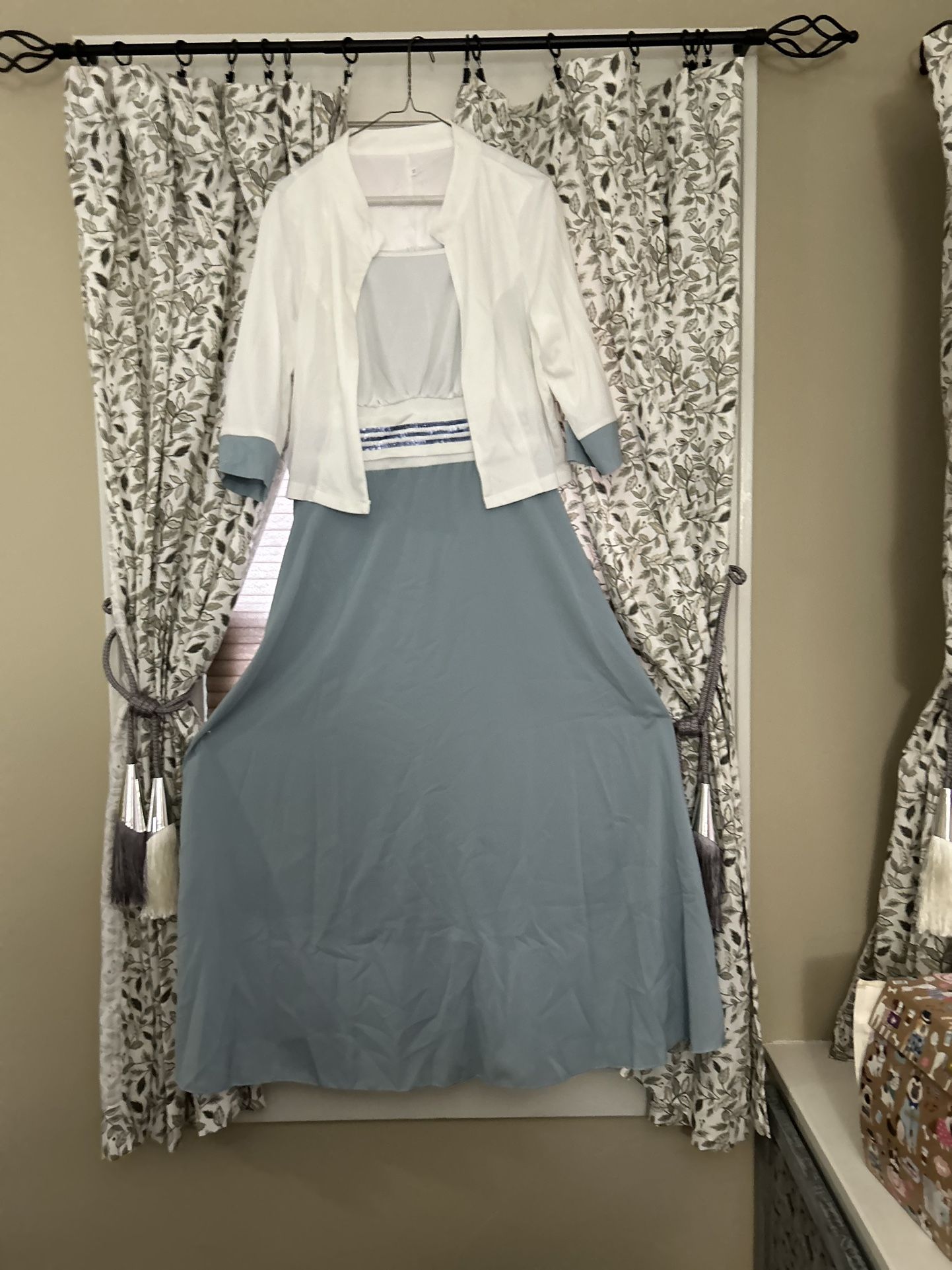 2 peice blue & white dress