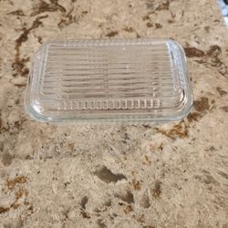 

90s Newer Version of a 50s Glass Ribbed REFRIGERATOR BOX Clear Lidded by Pasabahce

