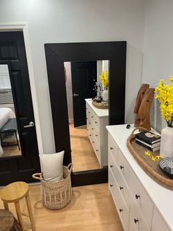 75" Black Thick Chunk Framed Wall or Leaning Full Length Mirror
