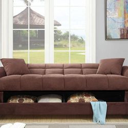 Brand New Chocolate Futon Sofa Storage Sleeper 