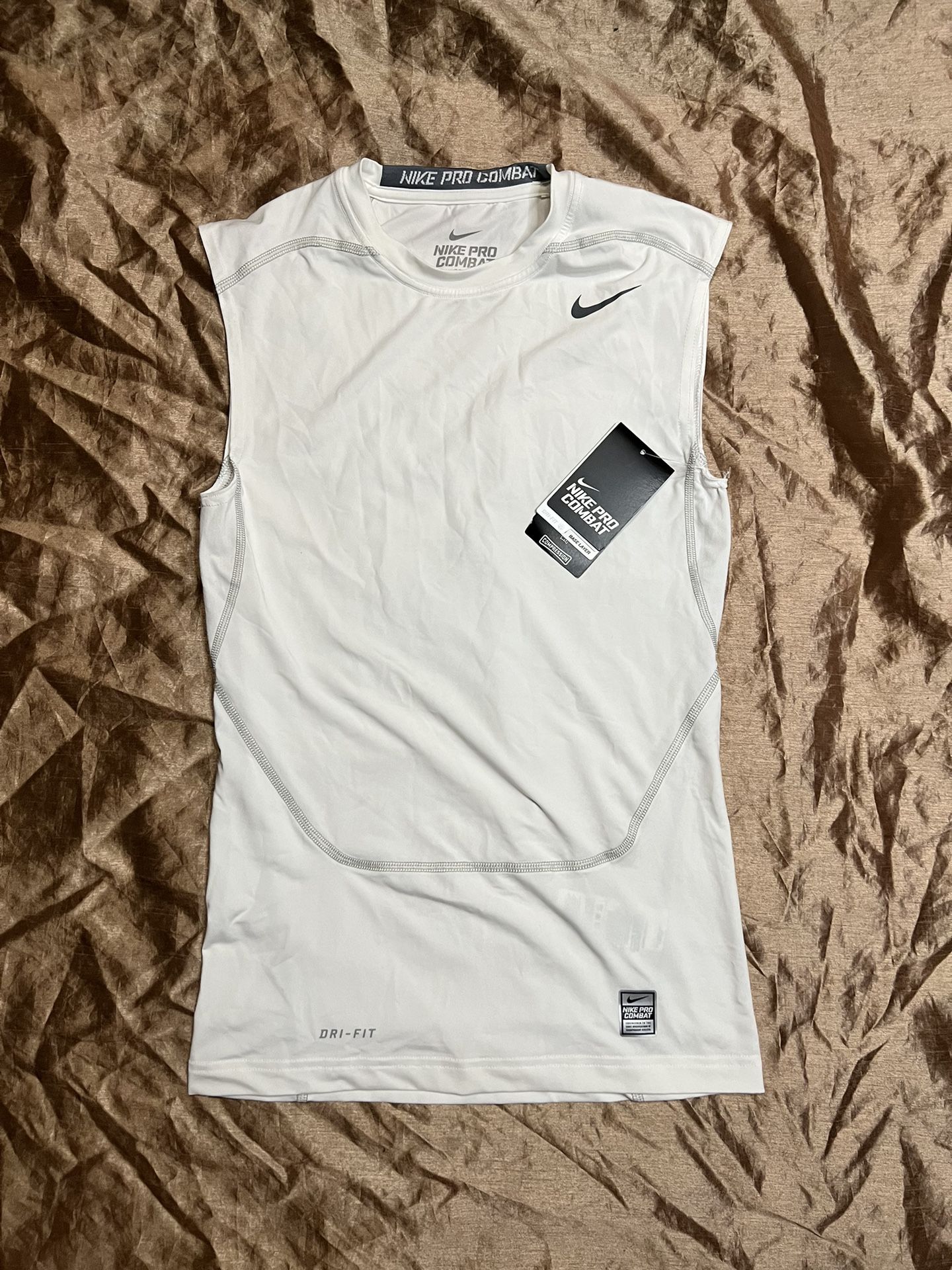 Men's Medium Nike Pro Combat Dri-Fit Compression white sleeveless fitted shi for Sale in Artesia, - OfferUp