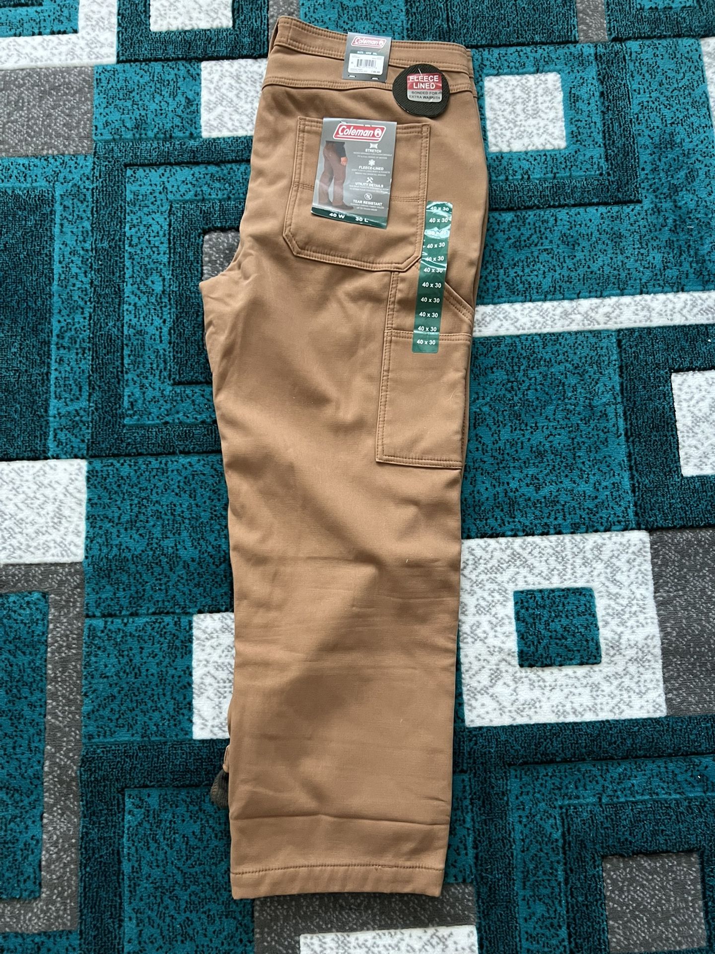 NWT Coleman Fleece lined Carpenter Stretch Copper Canvas Pants 40x30L