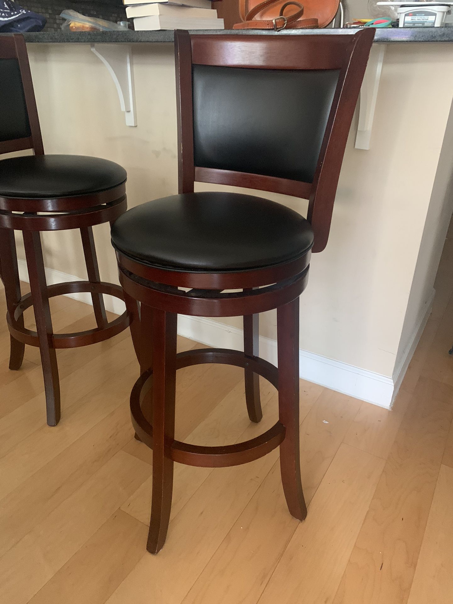 Black and brown bar stools - set of 3