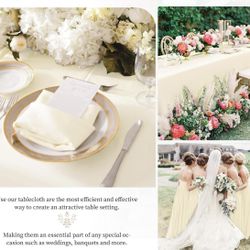 12 Pack Beige Rectangle Tablecloths for size Tables 60 x129 inch,Waterproof Beige Table Clothes in Bulk for Wedding,Polyester Stain Resistant Washable