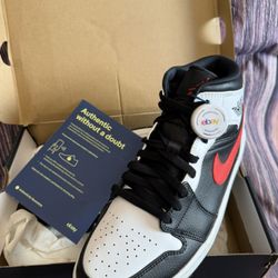 Authentic!!!! Air Jordan MID Black/chill Red-white Size 9.5 US Men 