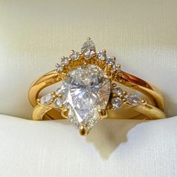 1.51 Carat Pear Diamond Ring And Lunette band