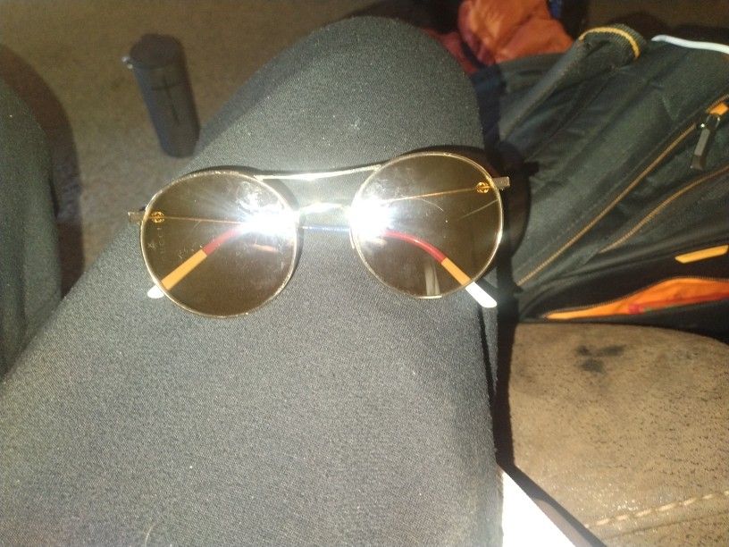 Gucci Gucci-Logo GG0680S 003 Sunglasses Women's Gold/Brown Lenses Round 56mm