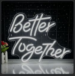Better Together Neon Sign Words Led Neon Light for Wall Decor USB Powered Letters Neon Light Sign for Bedroom Wedding Party Club Anniversary Bar Birth