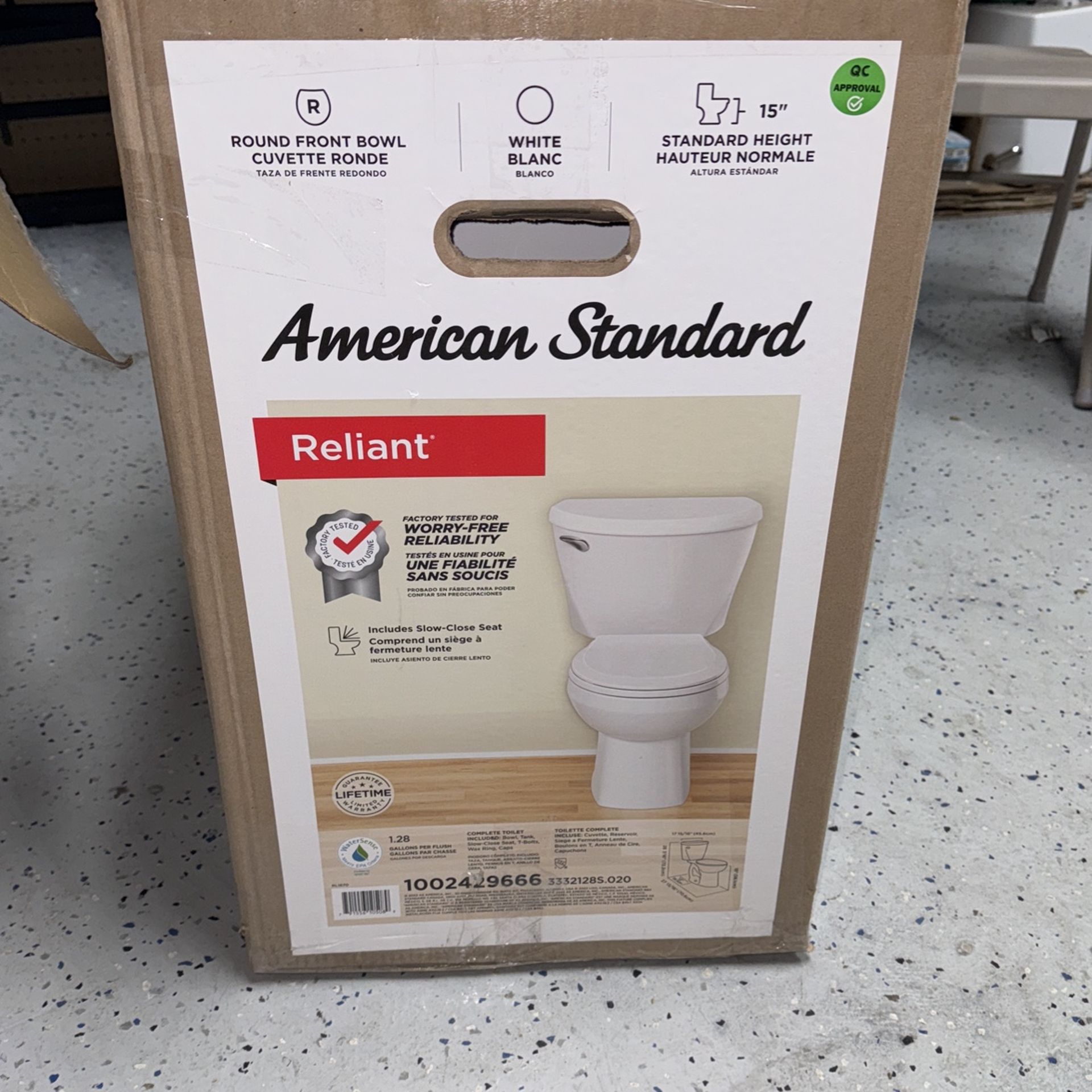 American Standard Reliant TwoPiece 1.28 GPF Single Flush Round