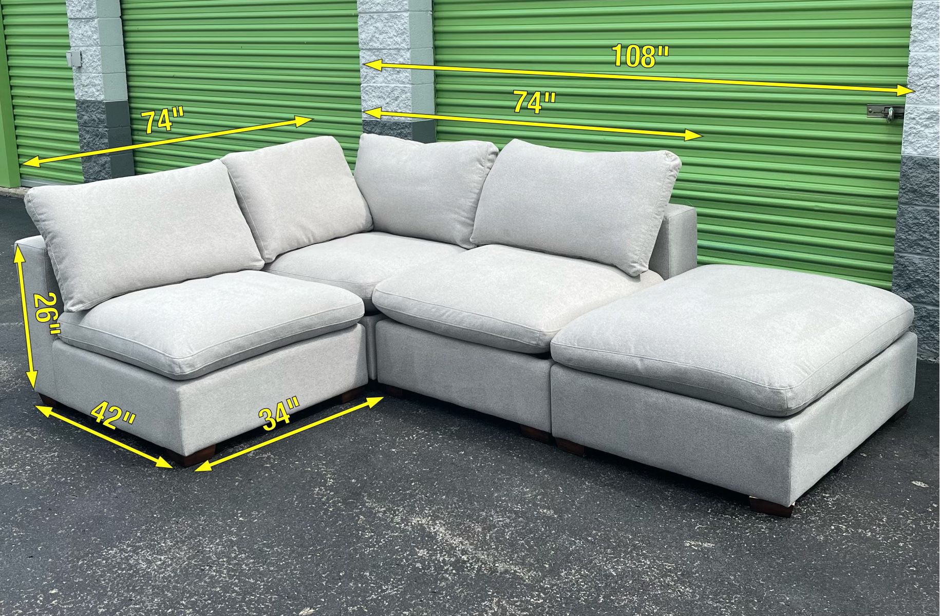 Thomasville Modular Sectional - Over-Sized Couch - 4 Pieces - Free Delivery