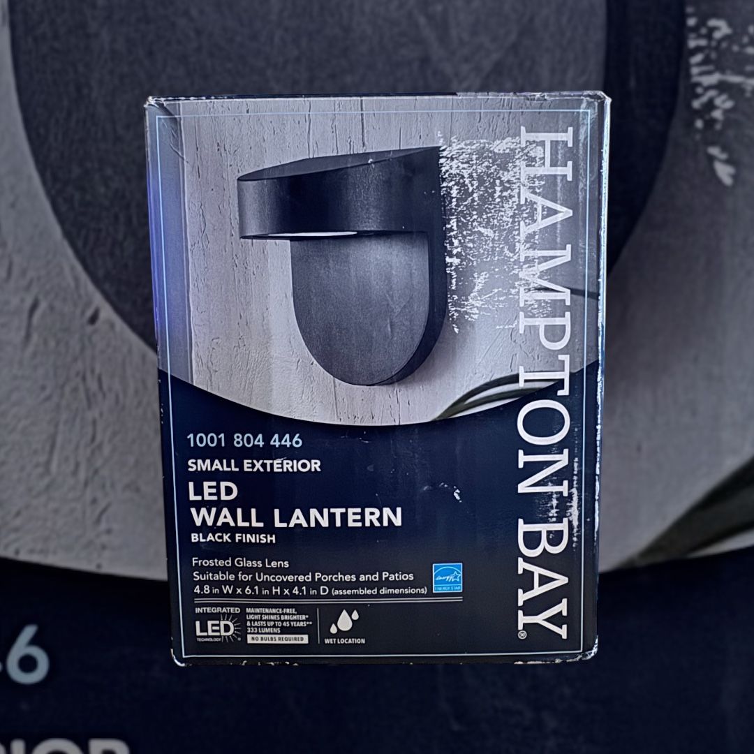 Hampton Bay Black Outdoor LED Wall Lantern Sconce with Frosted Glass ILW1691L-3