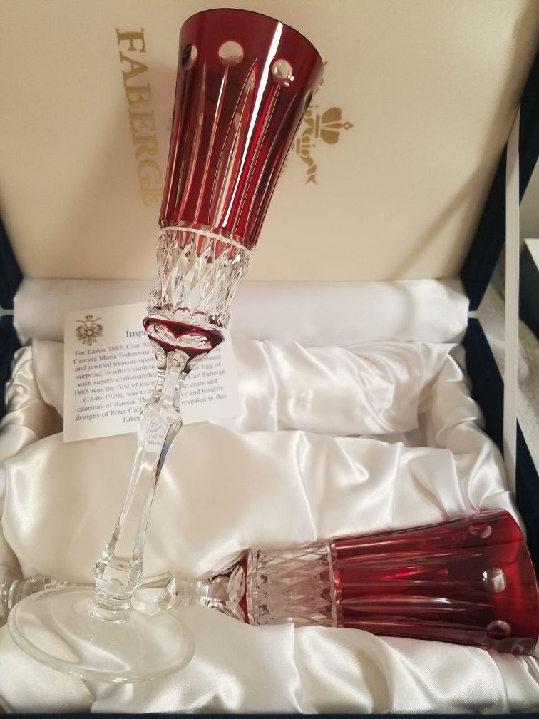 Brand new Faberge Ruby Red Wine Glasses