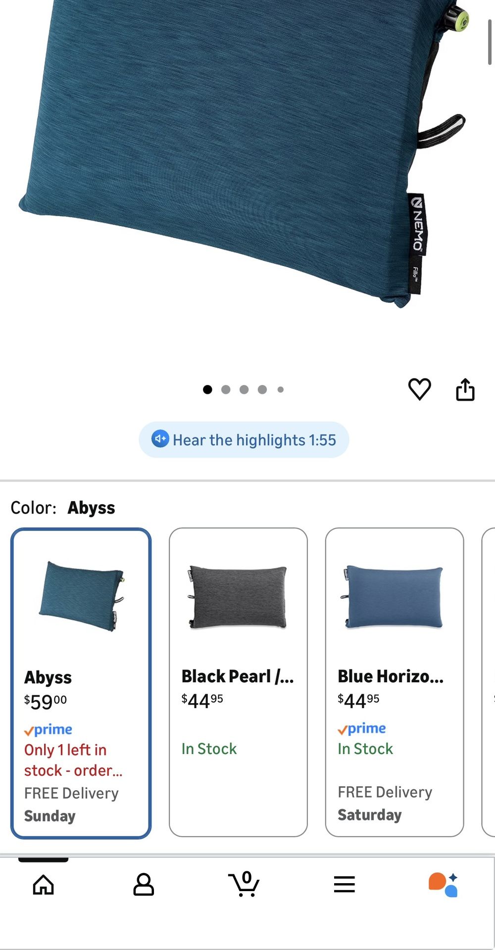 NEMO Equipment Fillo Backpacking & Camping Pillow