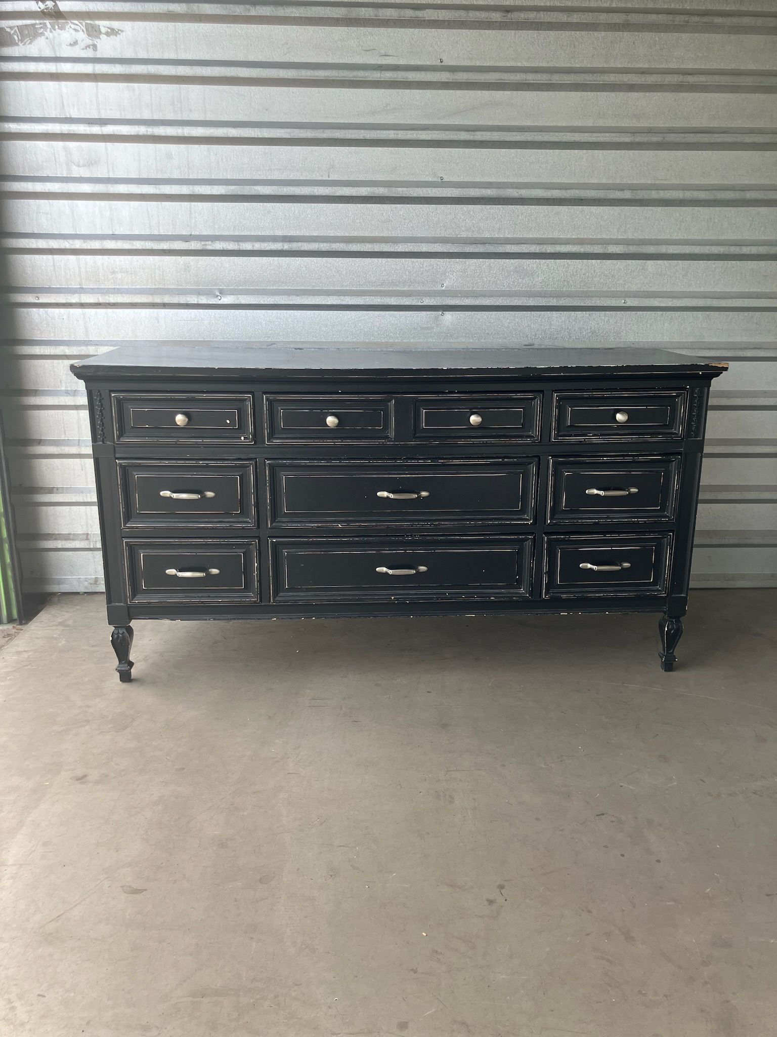 Solid Wood Black Vintage Dixie 9 Drawer Dresser