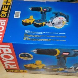  Ryobi Starter Kit With Batteries/Charger And Circular Saw W/Laser 