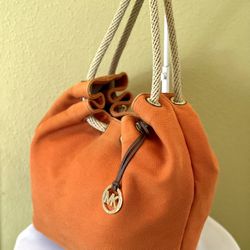 MICHAEL KORS Brunt Orange Canvas Tote 