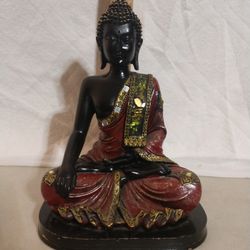 10" Black Buddha Statue 