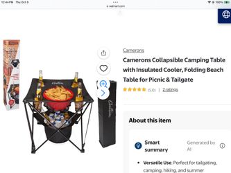 Camerons Camping/tailgating table with cooler! NEW