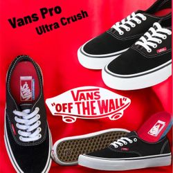 Vans Authentic Pro Black Canvas Skate Sneakers Men's Size 12 