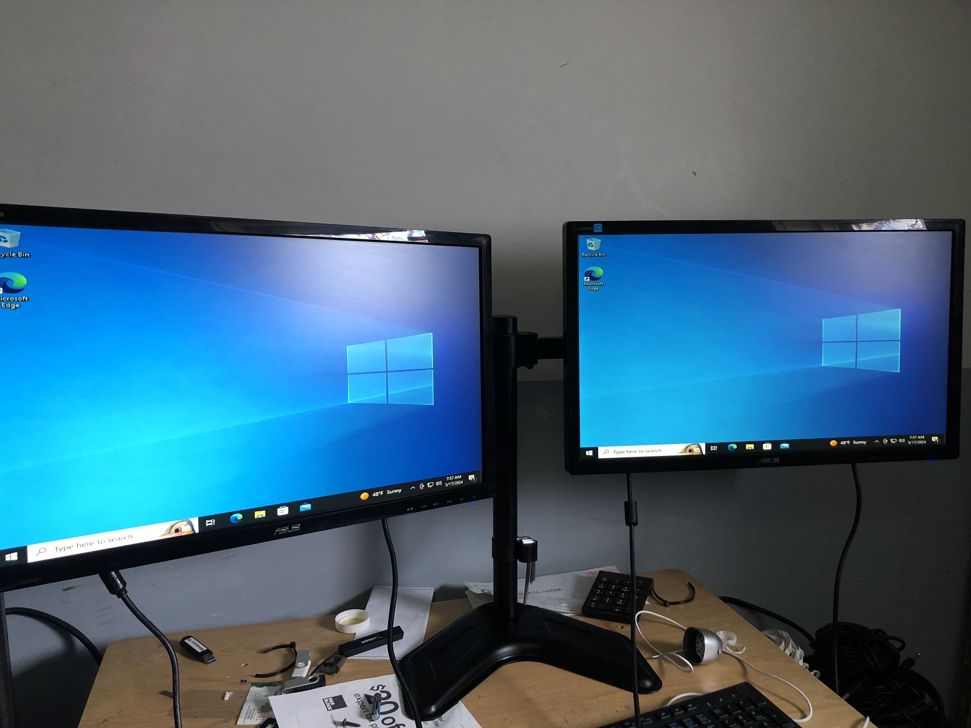 Dual ASUS VS248H-P 24" Full HD 1920x1080 2ms HDMI DVI-D VGA Back-lit LED With Stand