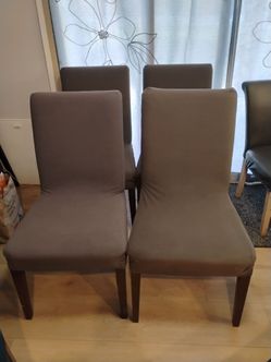 6 IKEA dining chairs with covers
