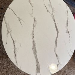 Large White And Circular Coffee Table, And Two Side Coffee Tables One Small And One Two Layer