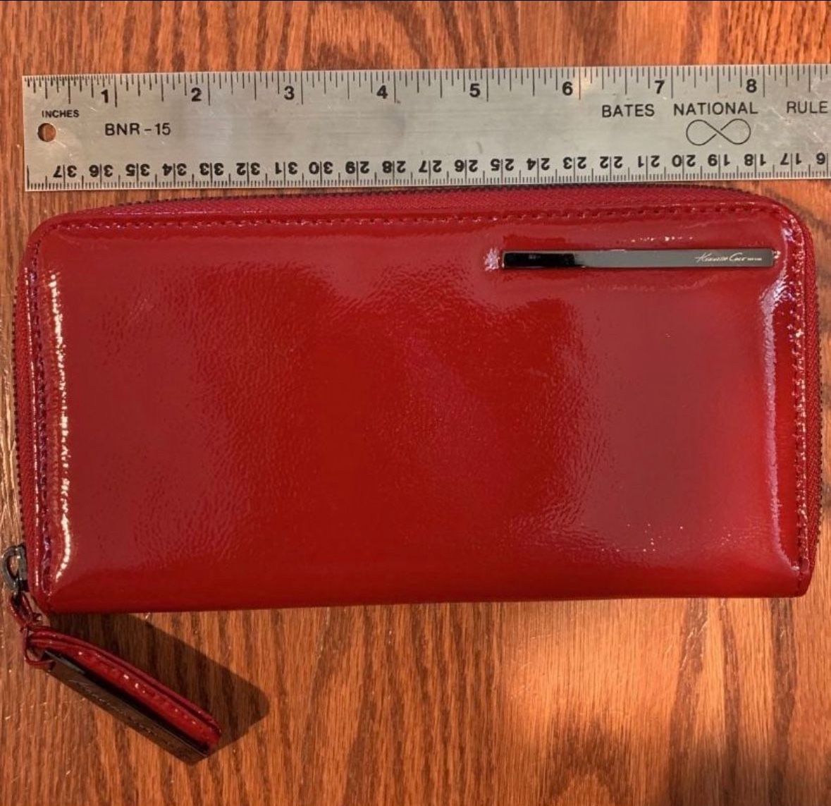 NEW! Kenneth Cole Red Large 8.5 Inch Patent leather Wallet