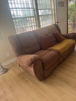Large Brown 3-Seat Sofa