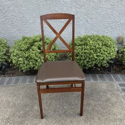 8 Wood Folding Chairs Padded Seats