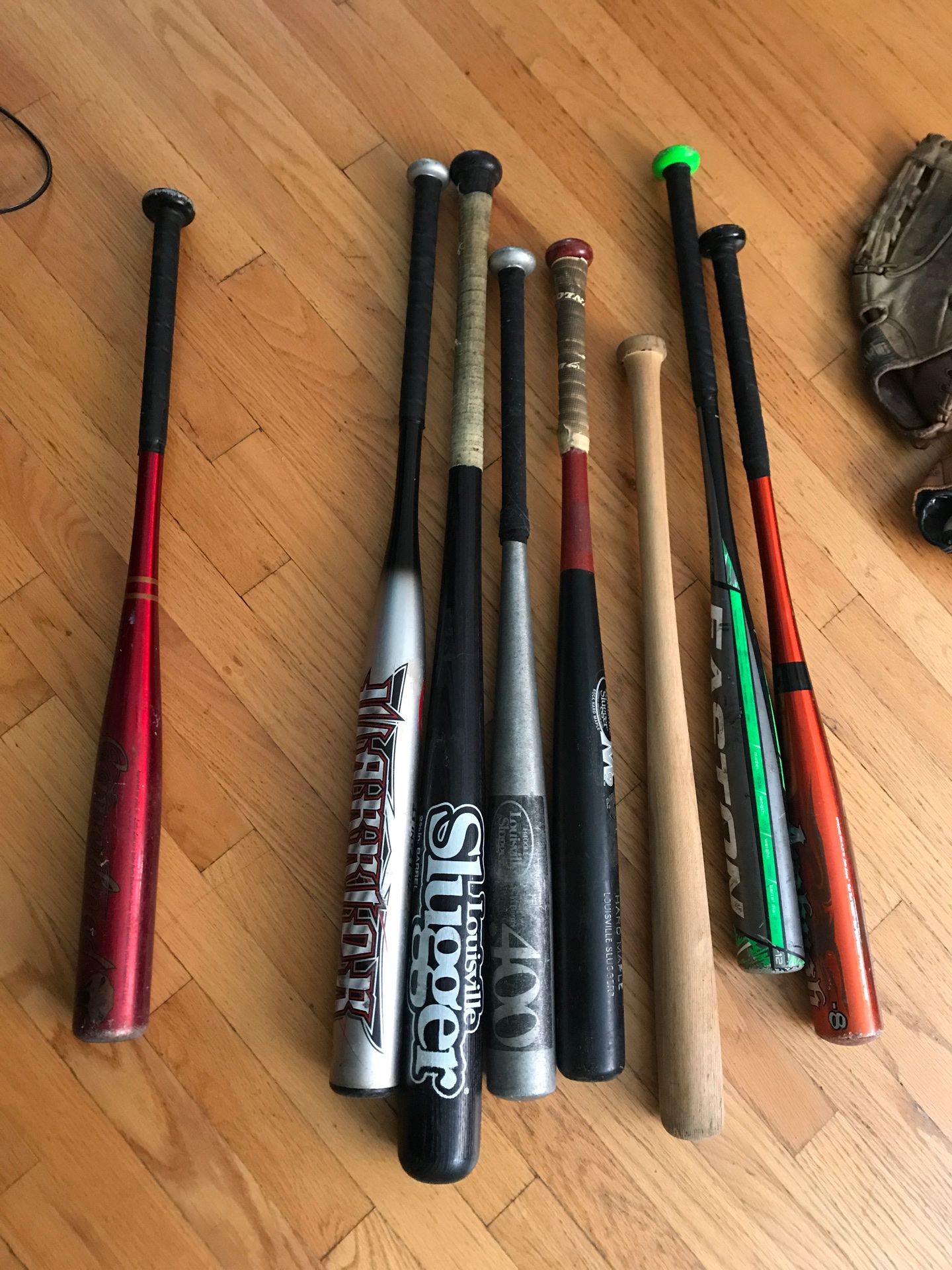 Baseball bats and gloves