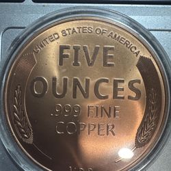#87 five ounce 999 copper 1909 s vdb tribute round in capsule