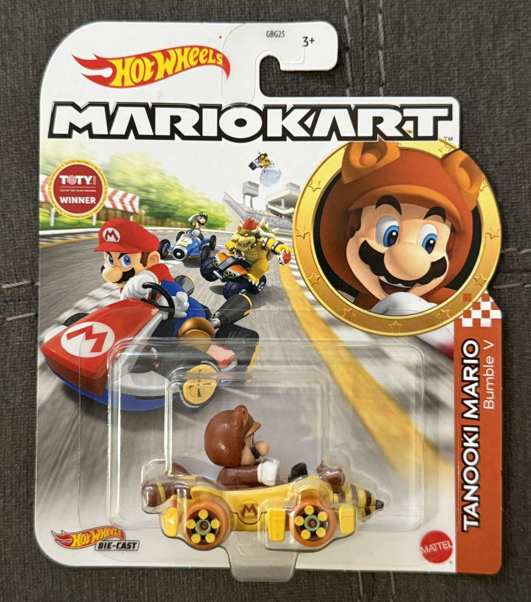 Hot Wheels Mario Kart TANOOKI MARIO Bumble V Diecast 1:64 Scale Car Mattel - NIB