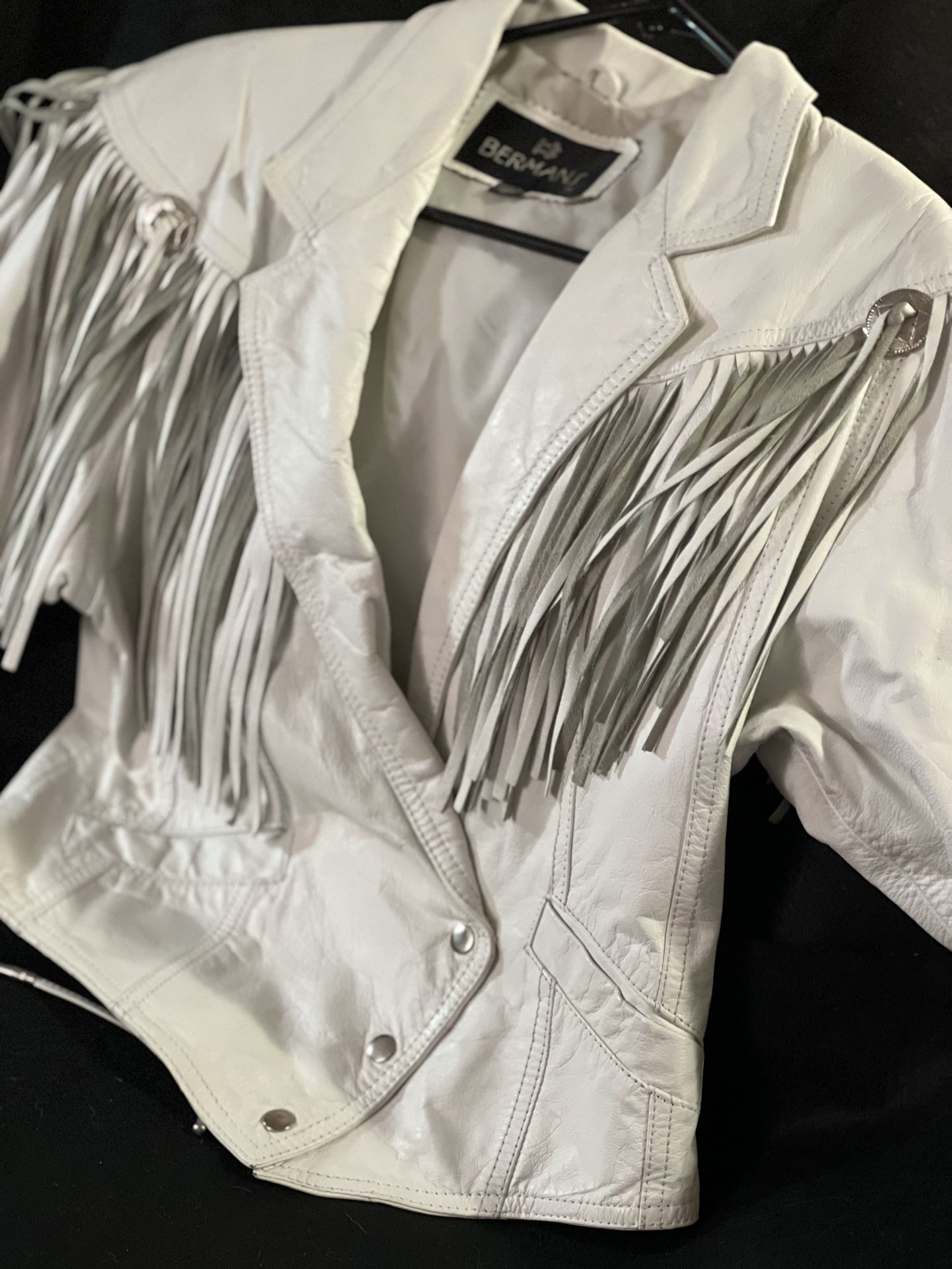 Vintage Fringe Leather Coat Small