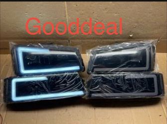 #56 BRAND NEW 2003-2007 CHEVY SILVERADO AVALANCHE SMOKED LED BAR HALOGEN HEADLIGHT SET