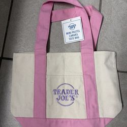 Trader Joe’s Pink Canvas Reusable Tote Bag Mini, New 2026 Pastel Spring Colors