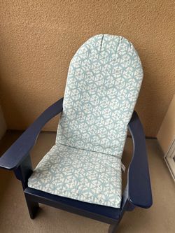 Cost Plus World Market Blue Adirondack chair and cushion
