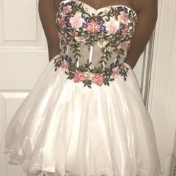 White And Floral Corset Dress