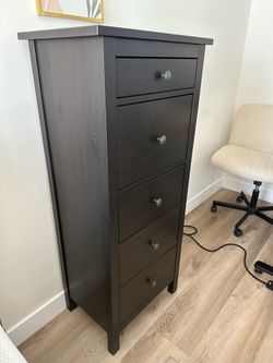 IKEA HEMNES 5-Drawer Tall Chest / Dresser - Black-Brown