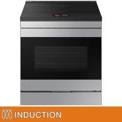 Samsung Bespoke 30" 6.3 cu. ft. 4 Burner Slide-In INDUCTION Range Stove with 7" LCD AI Hub, Auto Open Door, and Smart Oven Camera