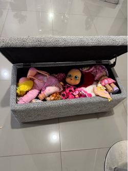 Fabric storage ottoman bench