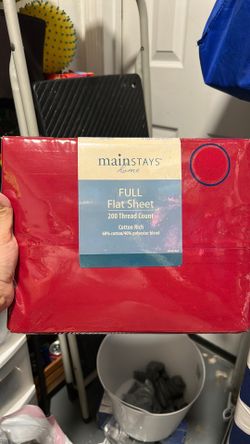 NEW Full Flat Sheet 200 thread count Cotton Rich - RED / BRAND NEW - NEVER OPEN BAG